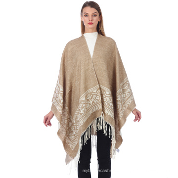 Office Women Poncho Thickened Cloak Split Fork Shawl Female Cashmere Capes Long Scarf Female Poncho